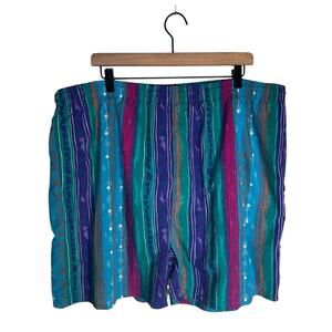 VINTAGE MTO SURF Vibrant Beach Swim Trunks Plus Size- Teal & Pink 2X
